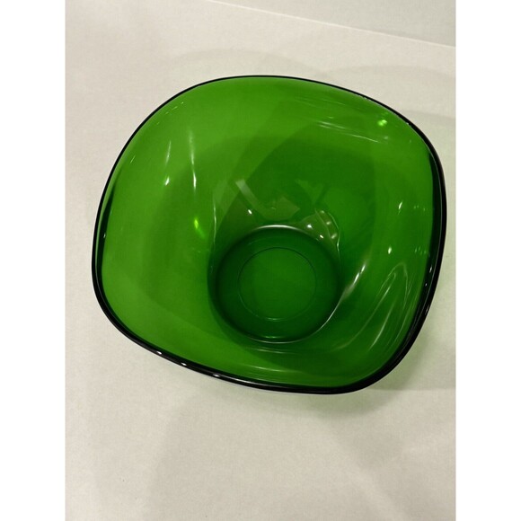 Vintage Vereco France ~Emerald Green Glass Serving/Salad Bowl ~Tempered Glass - Picture 5 of 10